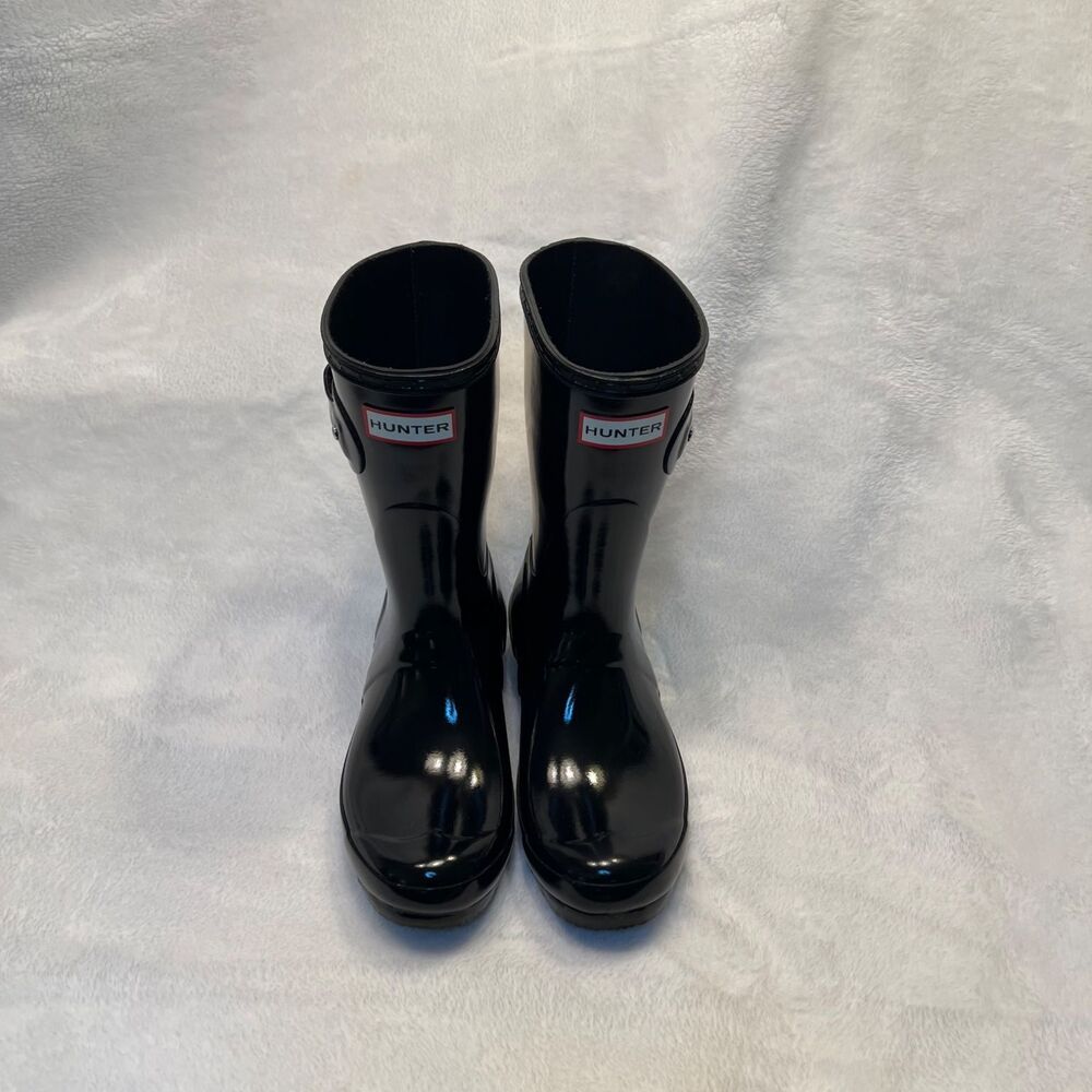 Hunter Women's Original Short Gloss Rain Boots - Black - Size 7